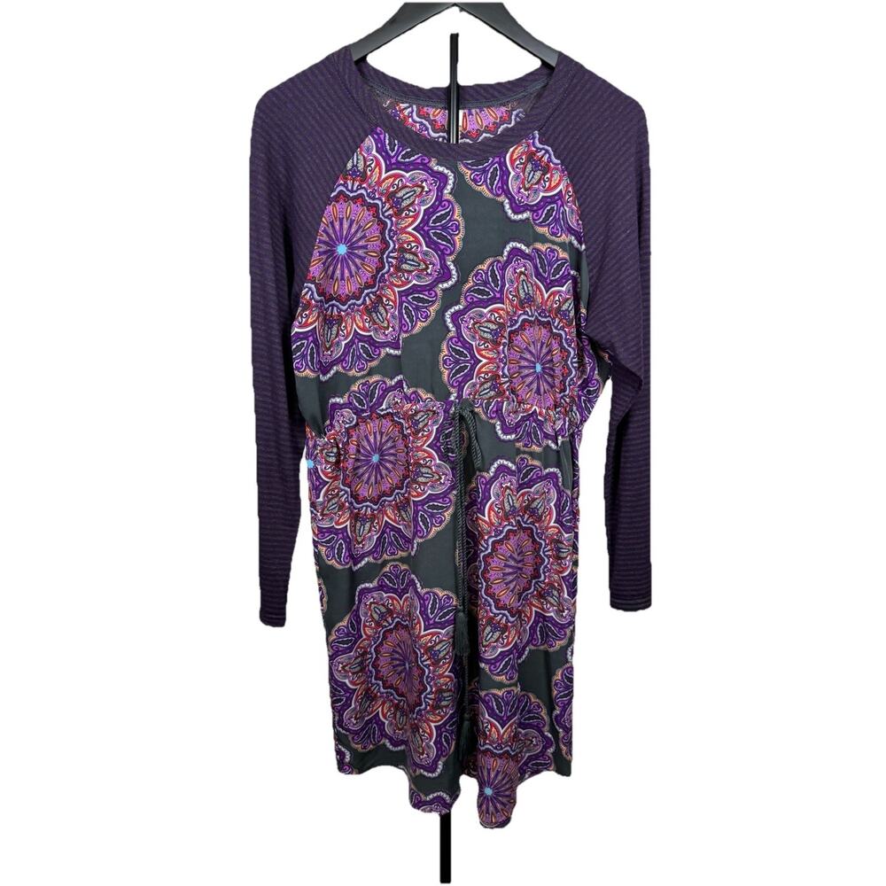 Uncle Frank Dress Women’s Sz S Purple Floral Mixed Media Drawstring Waist USA